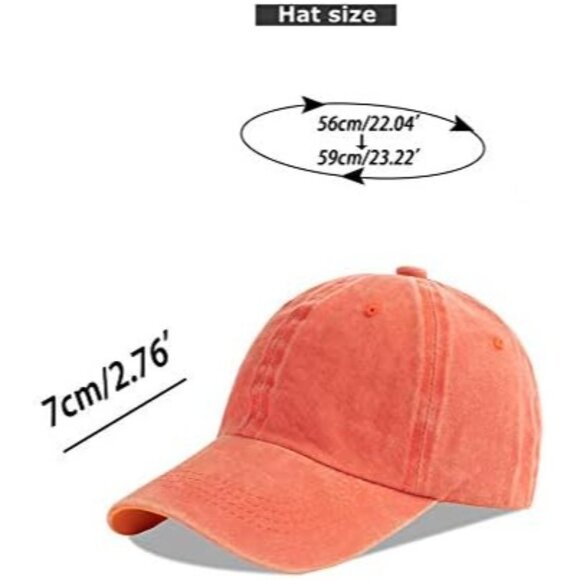 Unisex Washed-orange Baseball Cap Cotton Fits Washed Denim Adjustable Hat - Picture 6 of 7